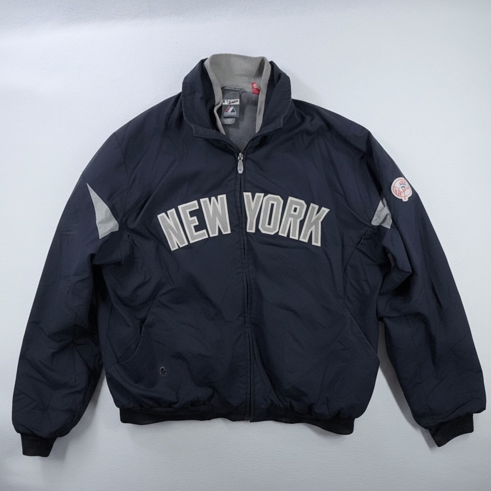 Majestic New York Yankees MLB Authentic Therma Base Jacket Navy Blue Mens Large